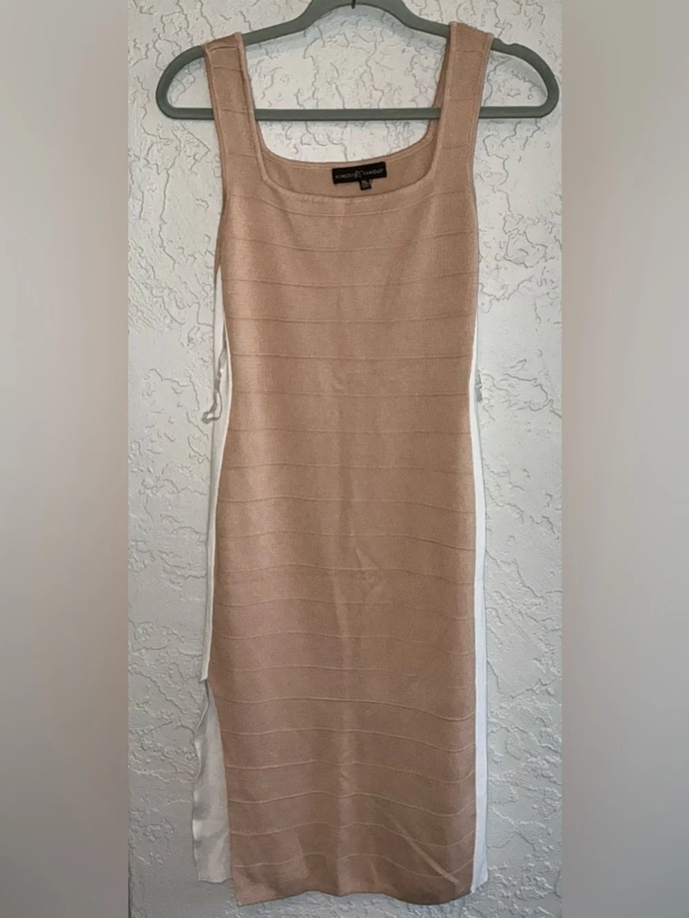 Almost Famous Blush Bodycon Dress with White Side Panels - Picture 1 of 6